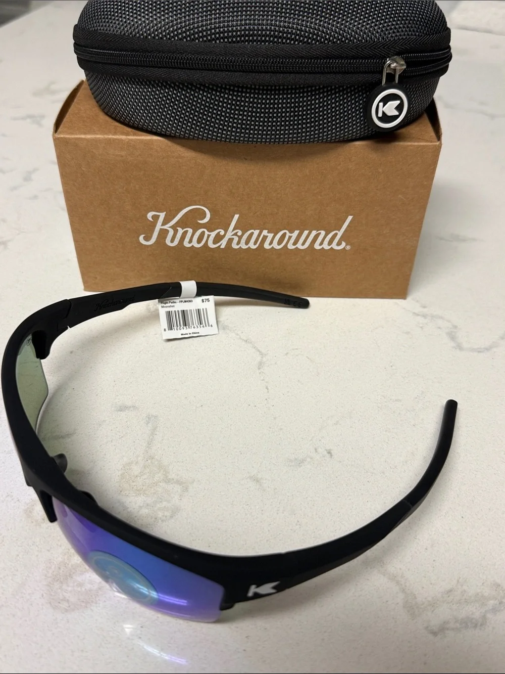 knockterra Moonshot Men’s Sunglasses - Blue Lenses, Black Frame